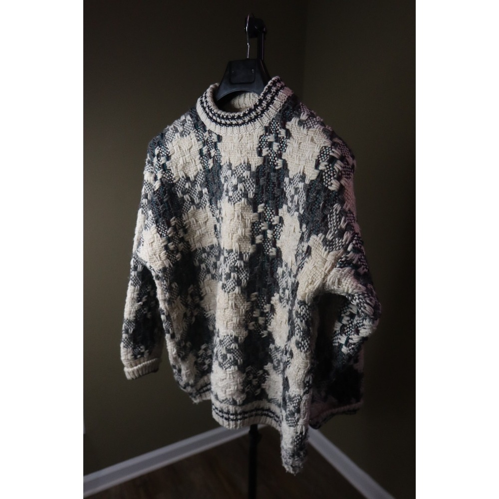 VTG Otavalo Native American Handmade 100% Wool Grandpacore Sweater Size Large
